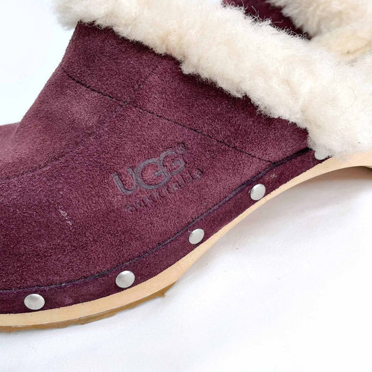 ugg sheepskin lined wooden kalie clogs - size 8