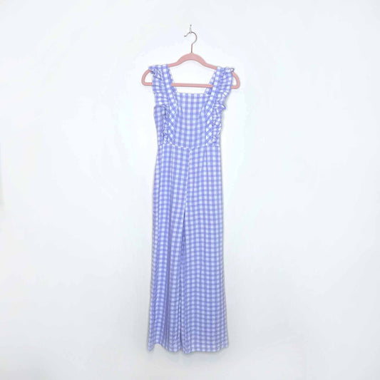 uo urban outfitters emerson purple gingham ruffled jumpsuit - size xs