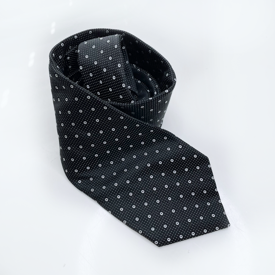 vintage valentino black silk tie with dot pattern