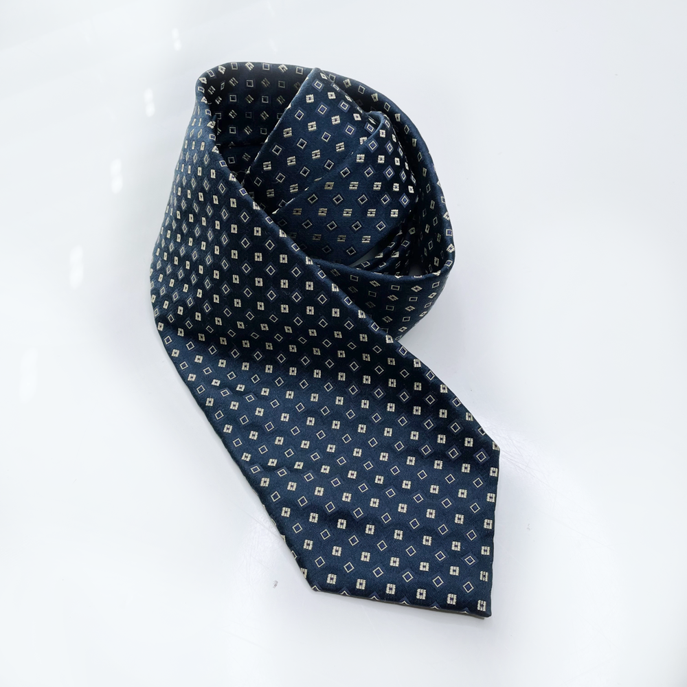 vintage valentino blue silk tie with geometric squares