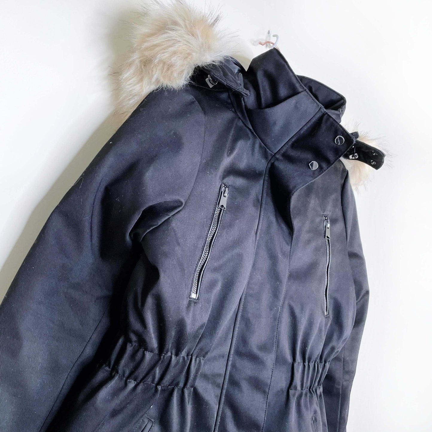 vero moda black kenda 3/4 length down parka - size small