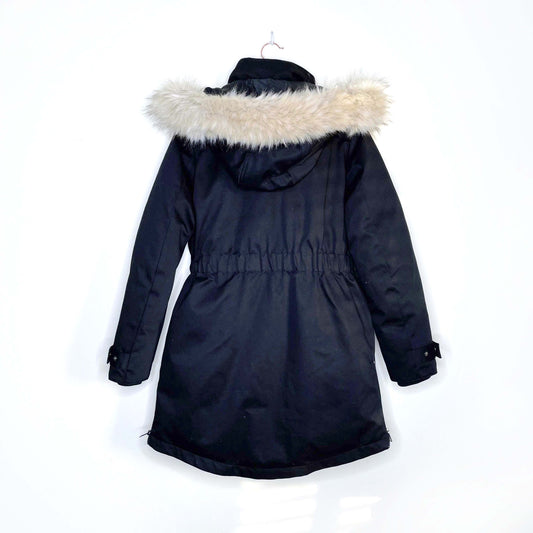 vero moda black kenda 3/4 length down parka - size small