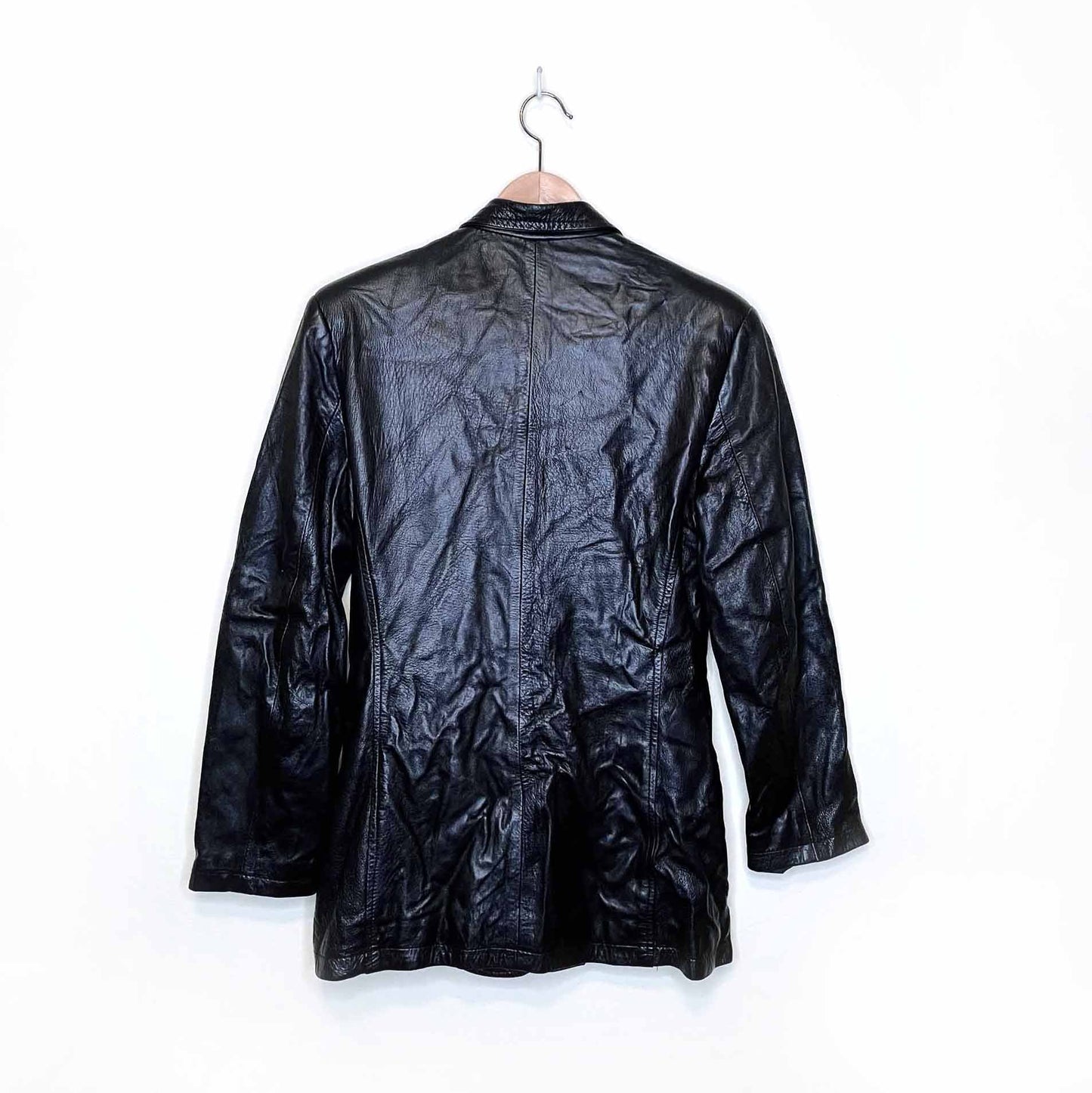 vintage versace style 90's leather jacket with gold medusa buttons - size small