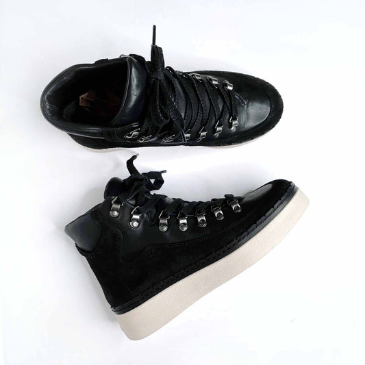 vince black leather high top sneakers - size 6