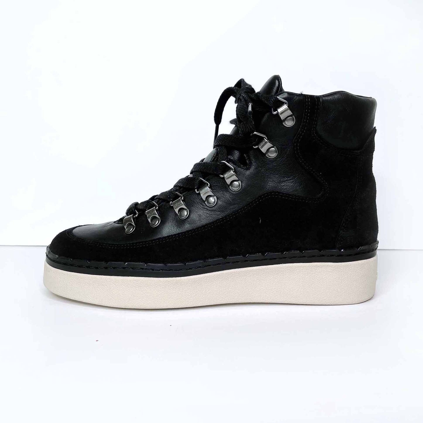 vince black leather high top sneakers - size 6