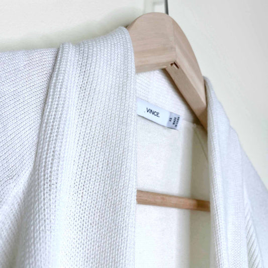 vince ribbed knit open waterfall cardigan with cashmere - size xs