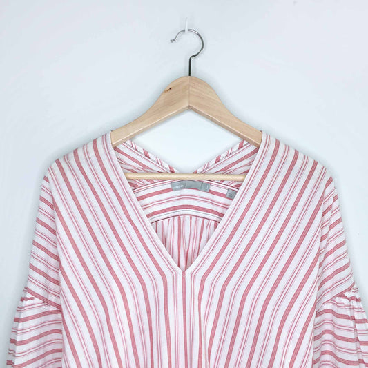 Vince striped v-neck shirt wth banded back - size Medium