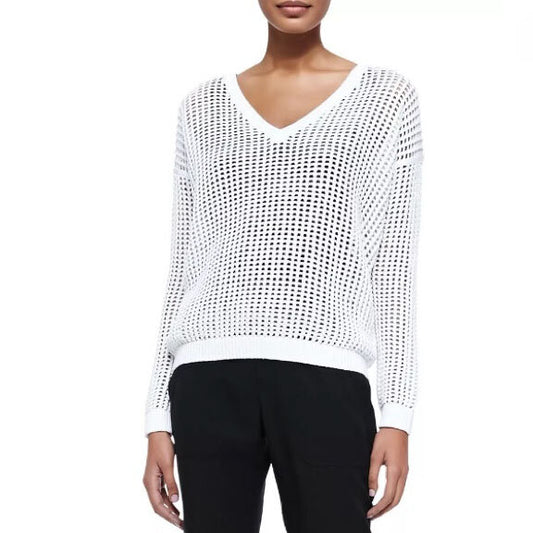 Vince waffle open knit v-neck sweater - size Medium