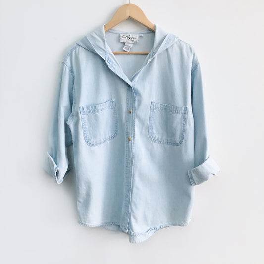 Vintage Chazzz Chambray Hooded Shirt - size Small