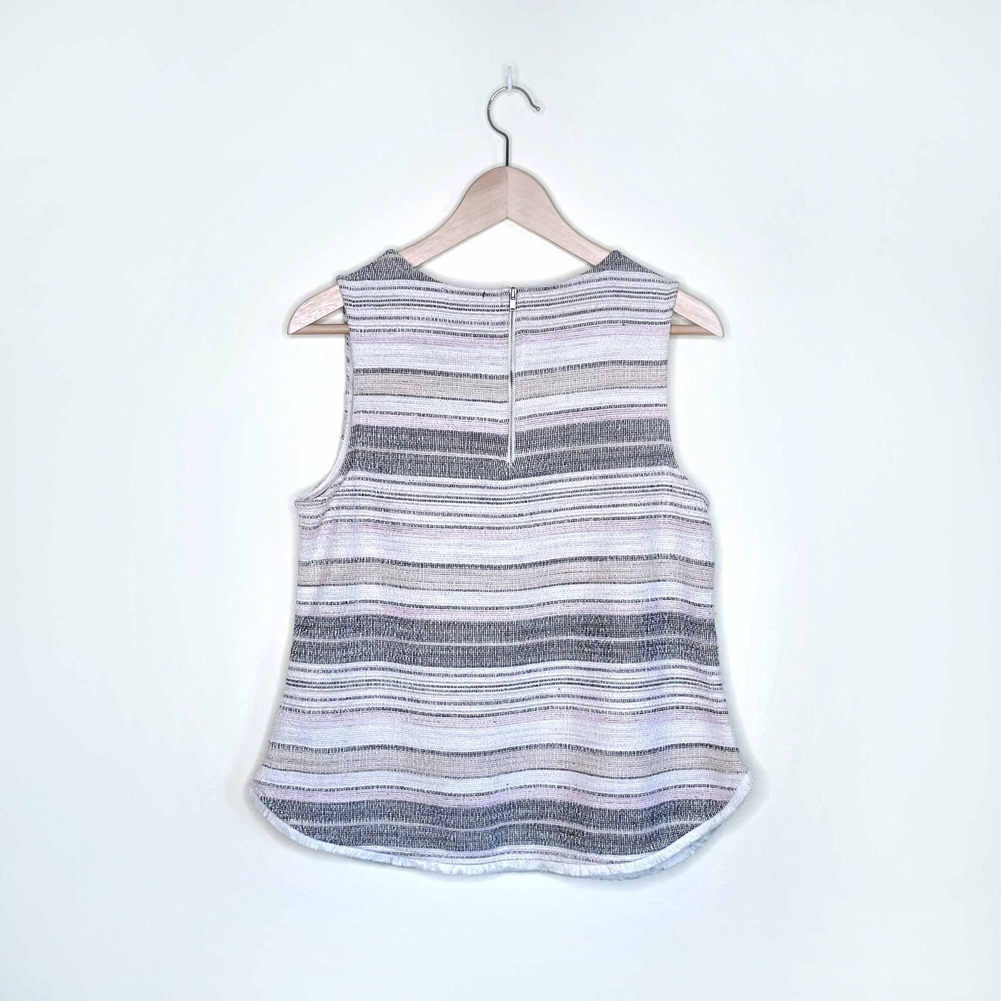 w5 woven boho sleeveless top with fringe hem - size medium