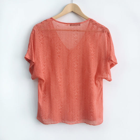 Waverly Grey Coral Silk Blouse - size Small - Anthropologie