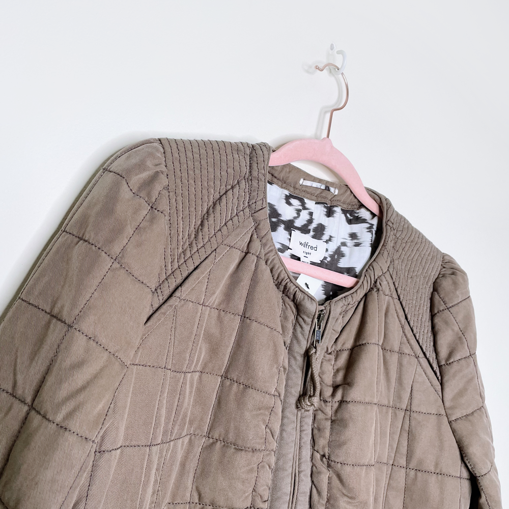 nwt wilfred dauphine quilted bomber jacket - size 8