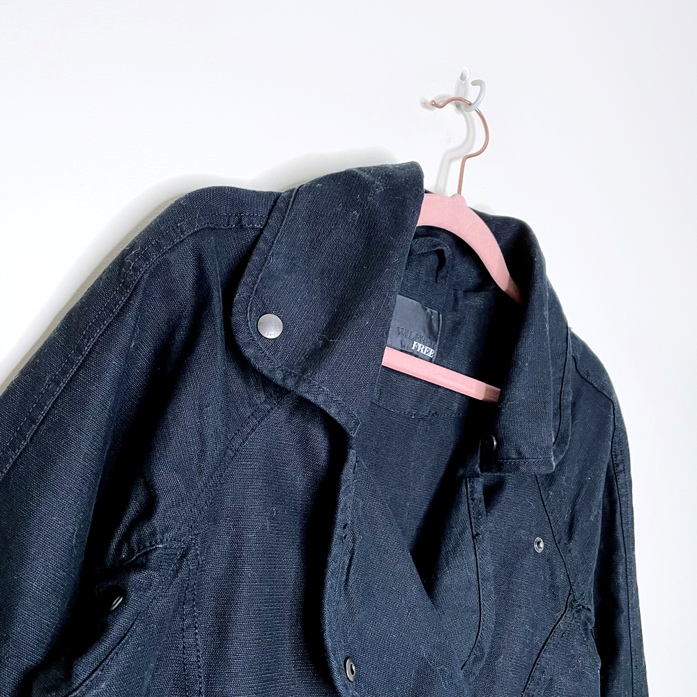 wilfred free black rayder linen moto jacket - size xxs