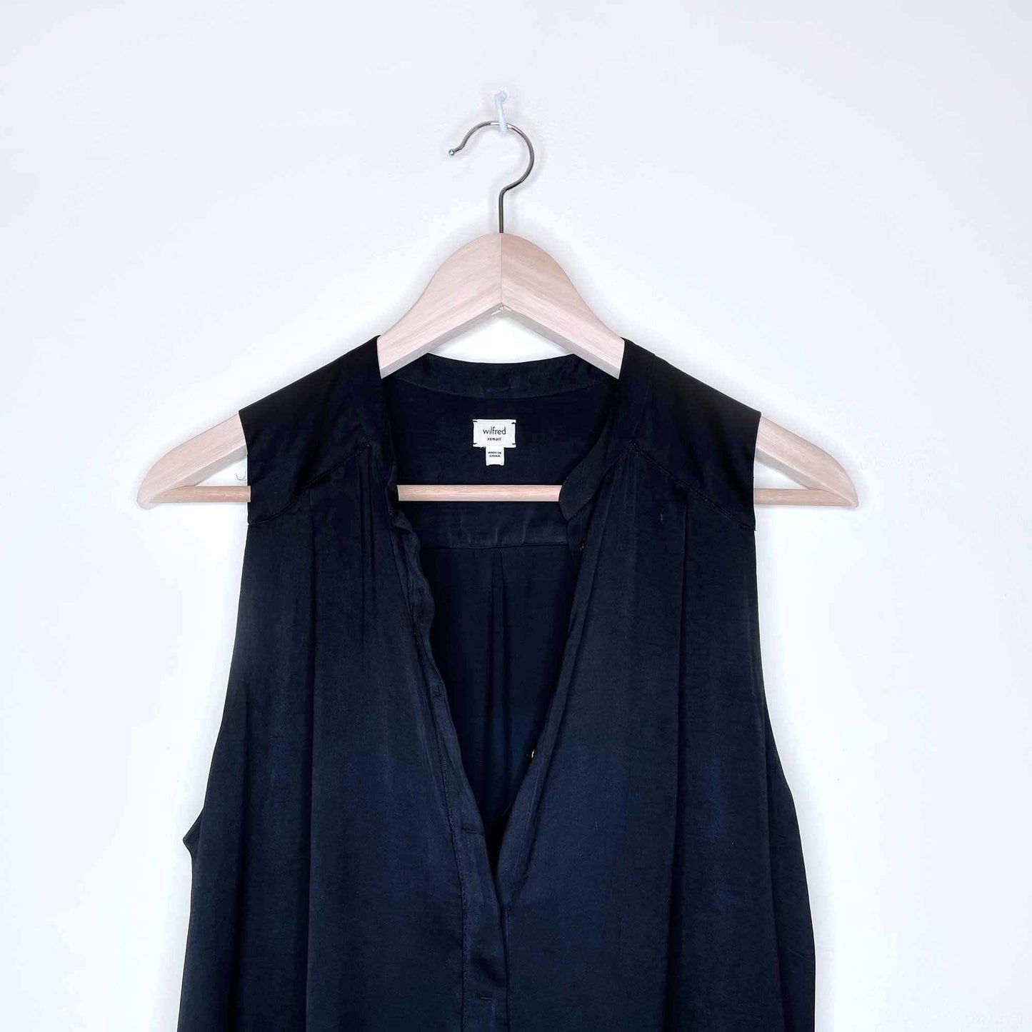 wilfred sleeveless satin summer button down shirt dress - size xs