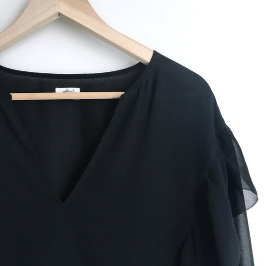 wilfred lilas ruffled chiffon blouse - size medium