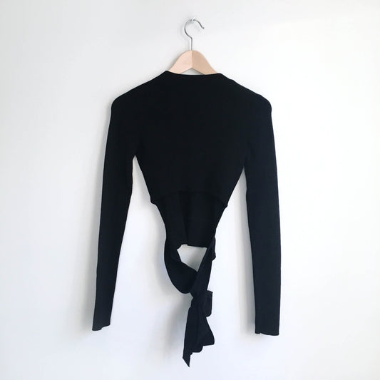 Wilfred mock neck wrap crop long sleeve knit - size Small