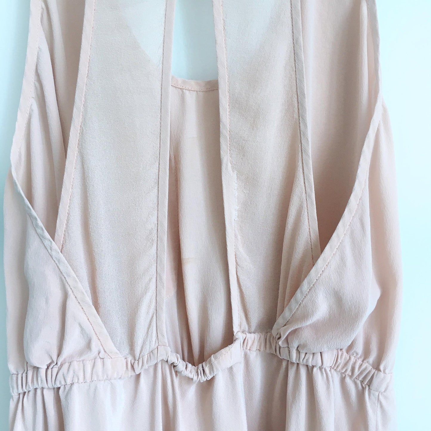 Wilfred silk open back peach dress - size Small