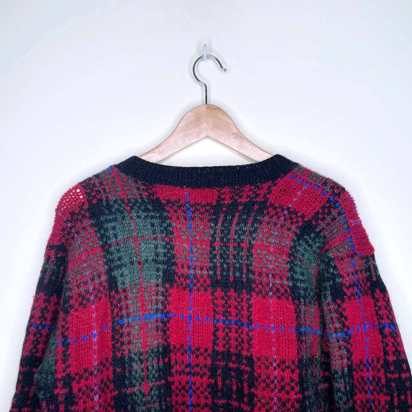 vintage woolrich red plaid tartan wool cardigan - size small