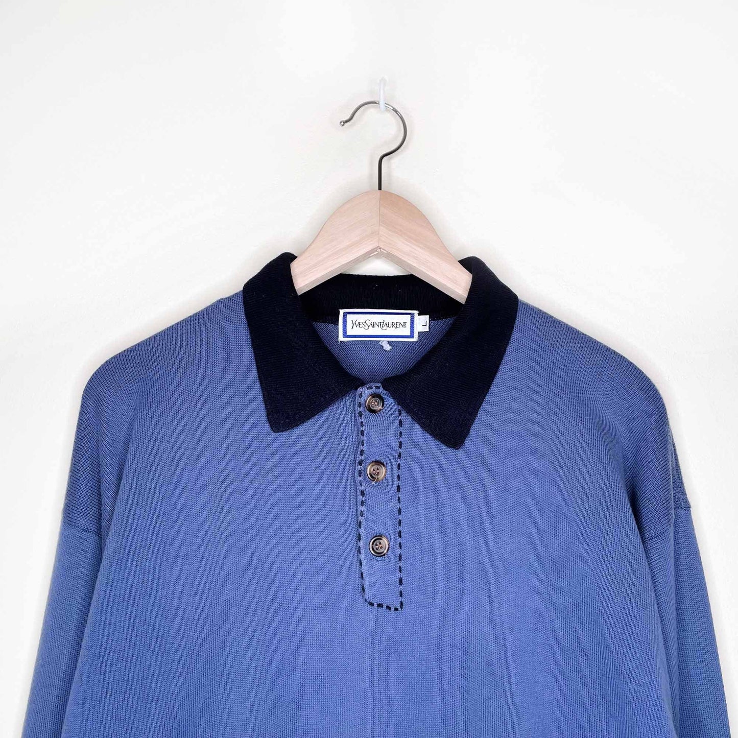 vintage men's yves saint laurent collared sweater - size large