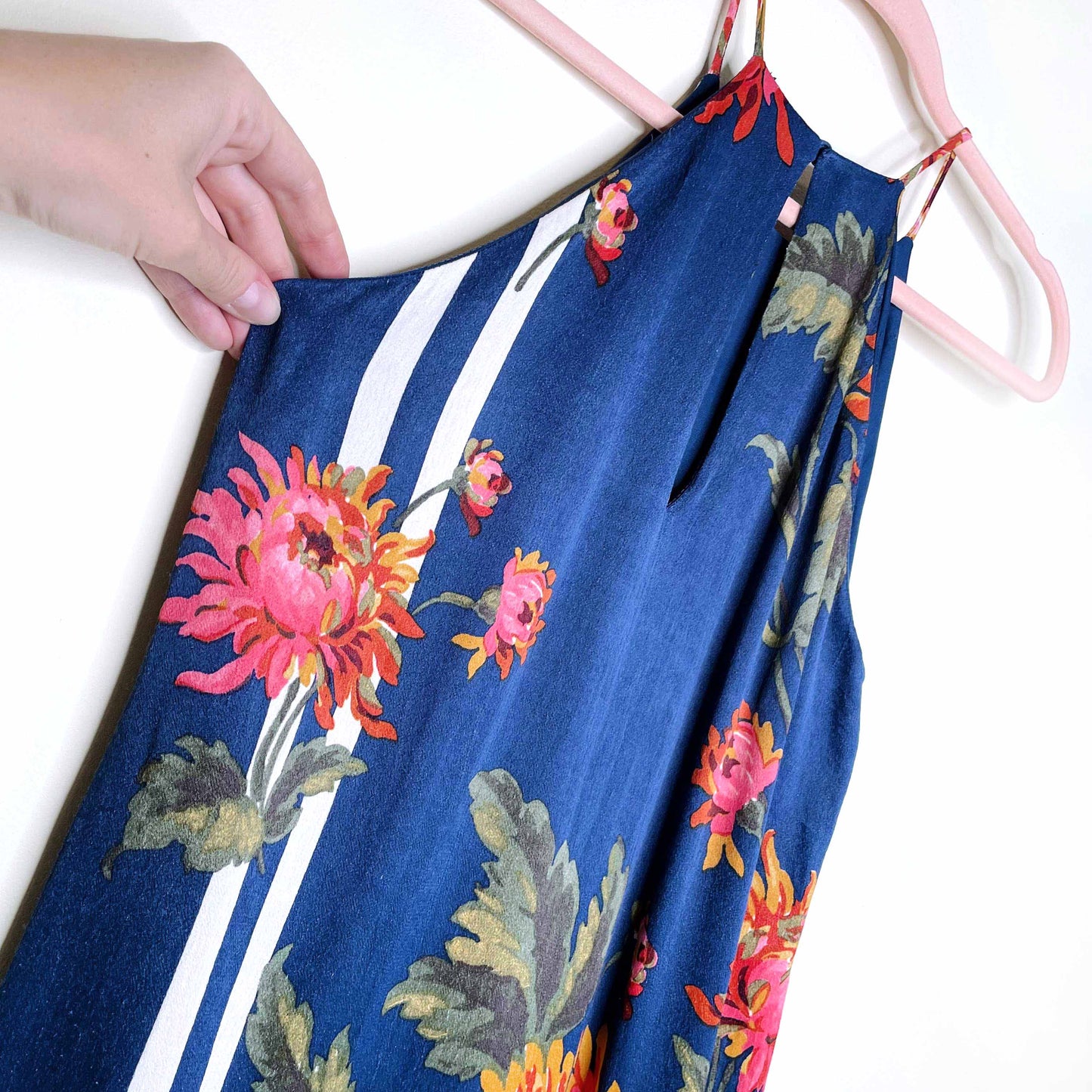 zara satiny floral stripe halter dress - size medium