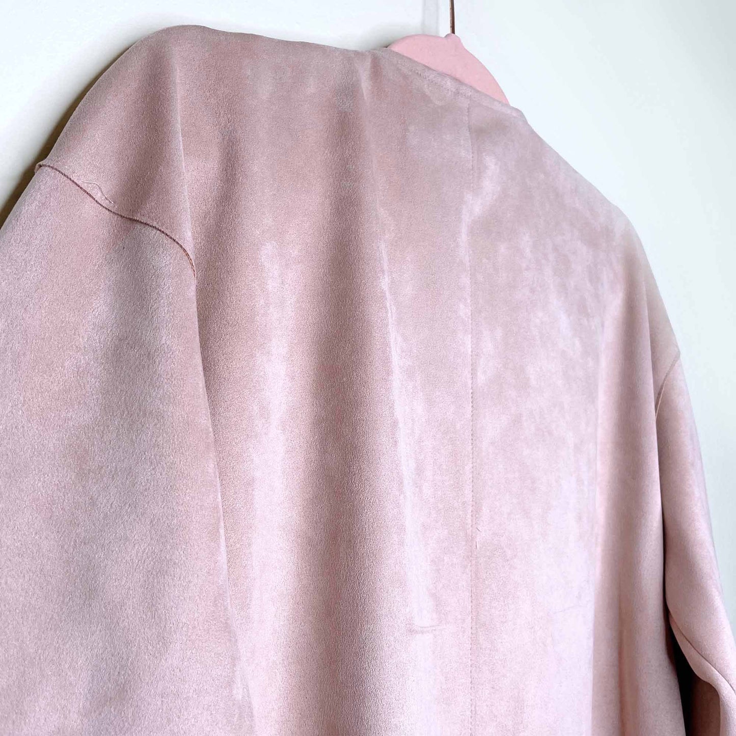 zara boho faux suede open fringe hem jacket - size small