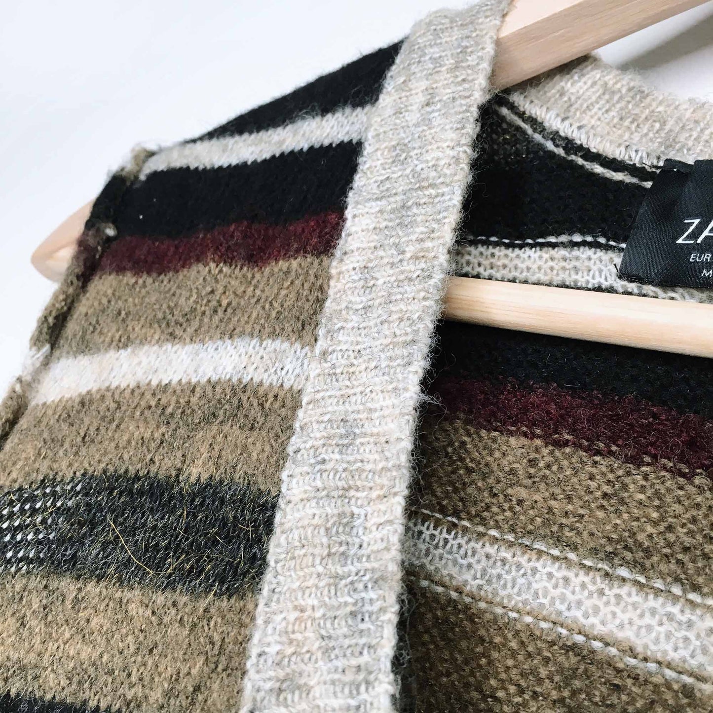 zara sleeveless striped wool-blend sweater - size large