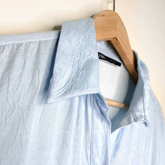 zara wrinkled button down double pocket shirt - size xs