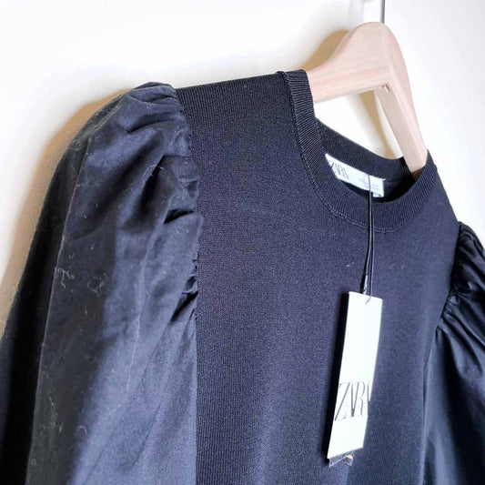 nwt zara puff sleeve long sleeve ribbed top - size small