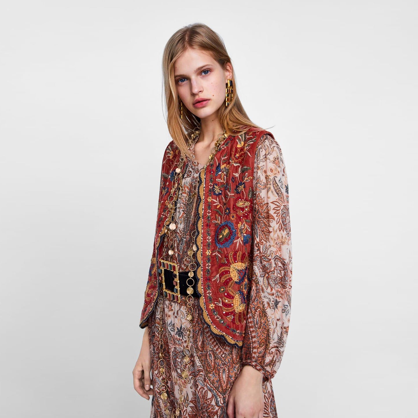 Zara velvet embroidered vest - size Large