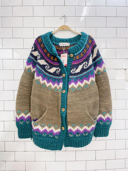 vintage nueva 100% wool chunky cardigan jacket