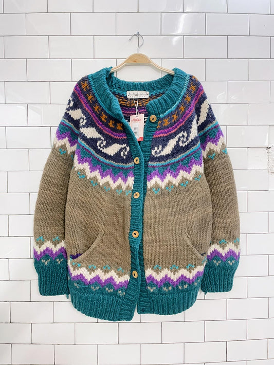 vintage nueva 100% wool chunky cardigan jacket