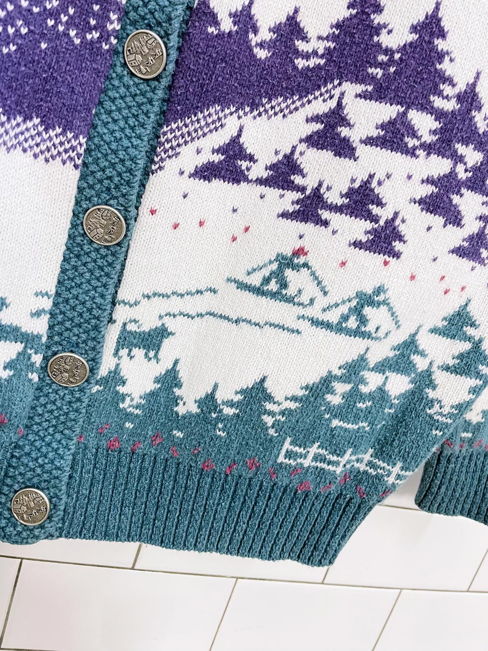 vintage ski village knit cardigan