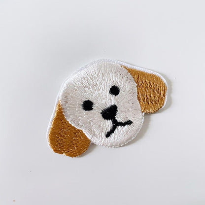 embroidered dog iron - on patch - good market thrift store