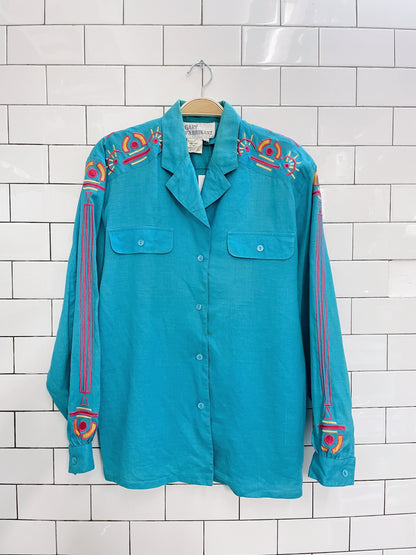 vintage gary fabrikant embroidered ramie shirt