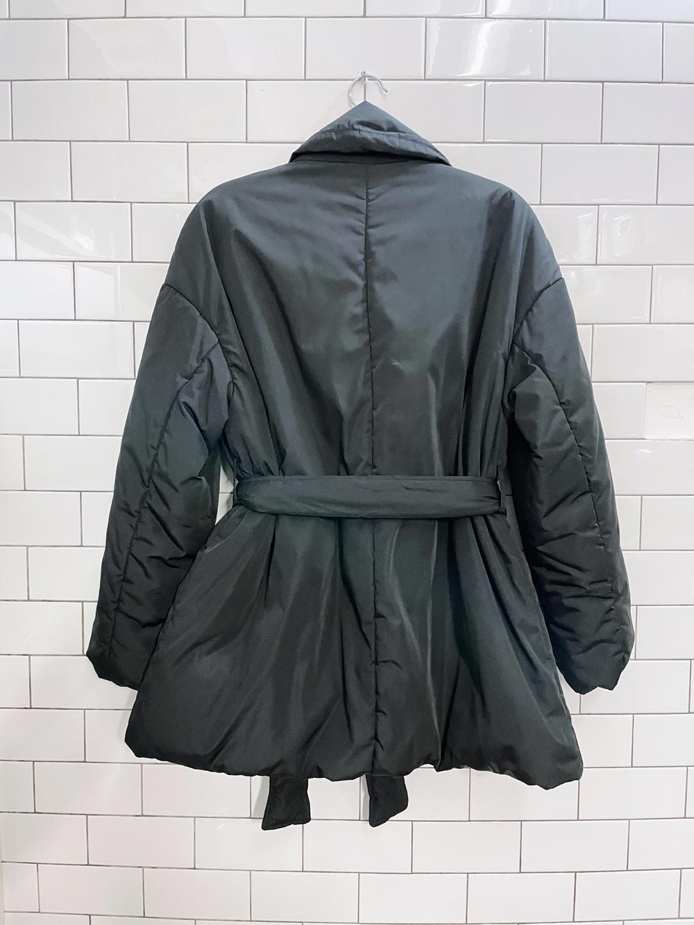 zara black belted padded jacket