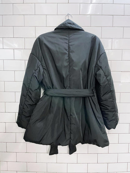 zara black belted padded jacket