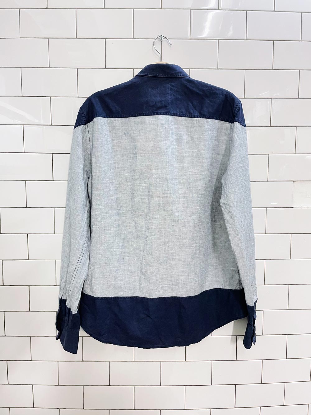 armani exchange linen-blend slim fit shirt