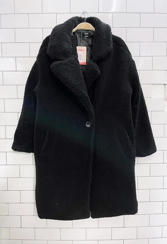 ardene black cozy teddy coat