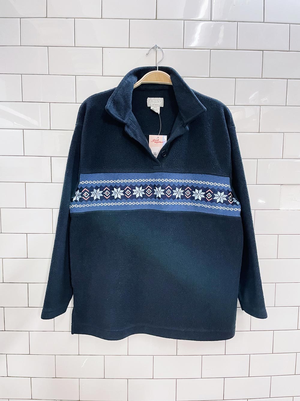 vintage 00s exclusive snowflake fleece pullover