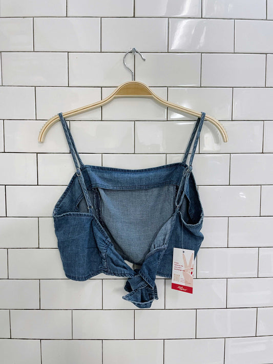 dynamite denim tie back tank
