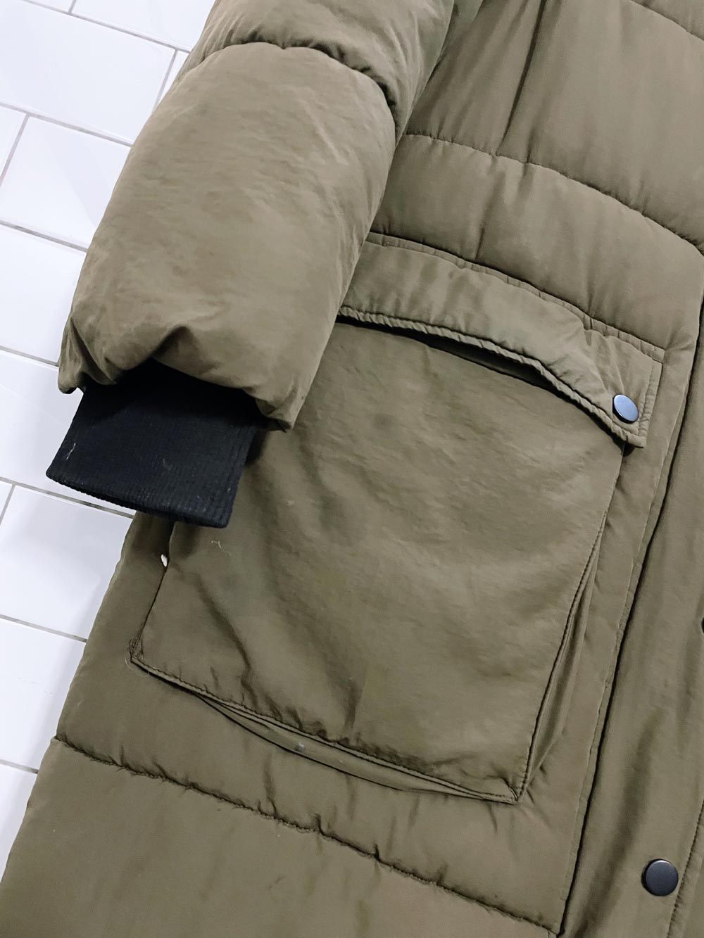 h&m logg khaki long hooded parka