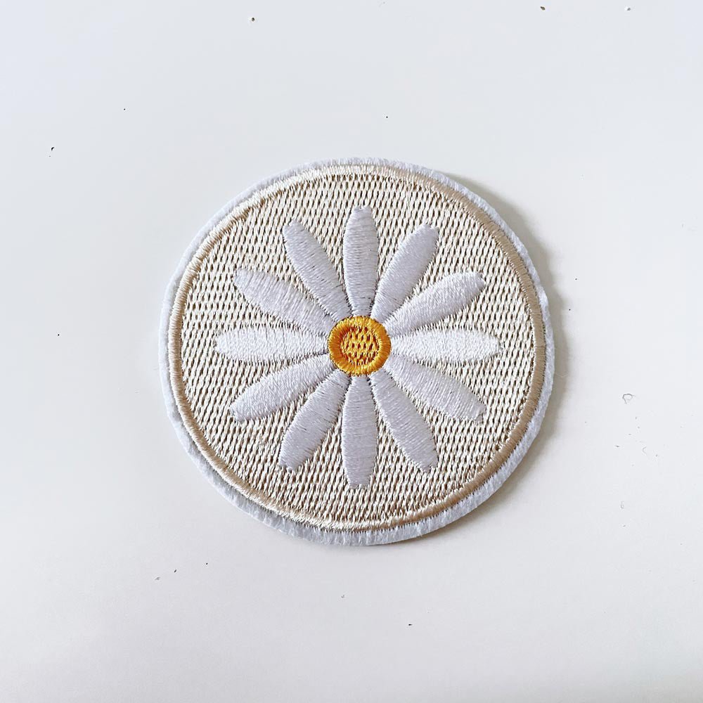 embroidered groovy summer iron - on patch - good market thrift store