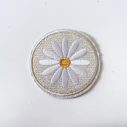 embroidered groovy summer iron - on patch - good market thrift store