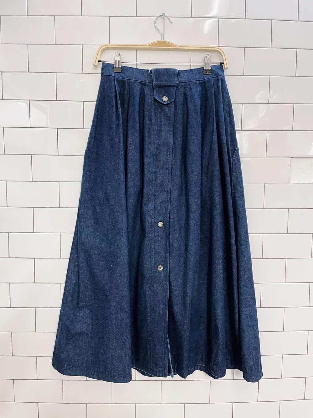 vintage mister leonard button denim midi skirt
