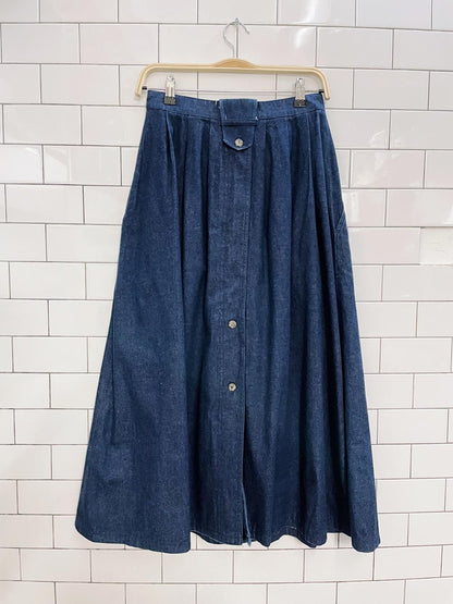 vintage mister leonard button denim midi skirt