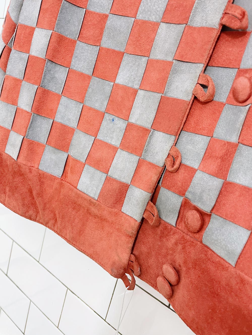 vintage handmade leather basketweave jacket