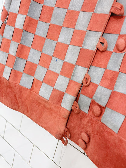 vintage handmade leather basketweave jacket