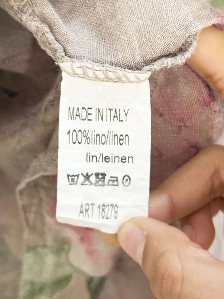 100% linen floral ruched pocket loose fit top | made in Italy - good market thrift store