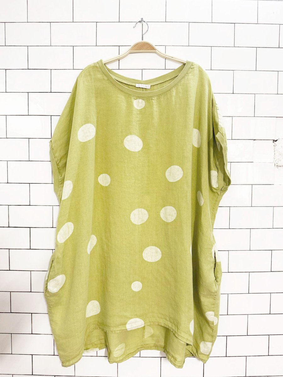 100% linen polka dot loose fit dress | made in Italy - good market thrift store