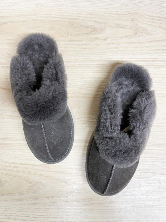 100% shearling platform slippers - good market thrift store